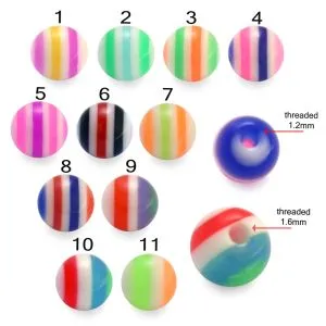 UV Reactive Marble Acrylic Body Piercing Balls 