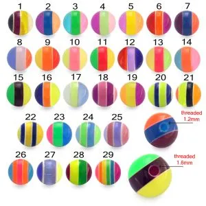 Assorted Color Lip Labret with 3MM UV Acrylic Mix Color Ball