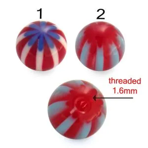 Mixed Color UV Fancy Bead Lip Chin Piercing Balls
