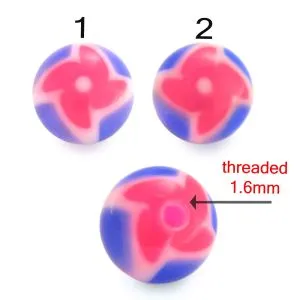 Mix Color Pack Threaded UV Fancy Flowers Acrylic Ball
