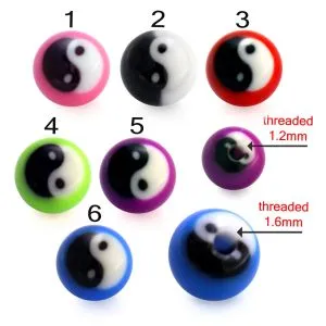 UV Fancy Ball Bead Lip Chin Fancy YING YANG Balls