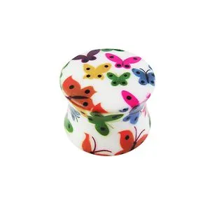 UV Double Flared Pink Butterfly Ear Plug