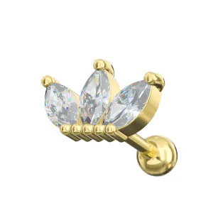 Wholesale Cartilage Helix Tragus - Crown Design - Gold