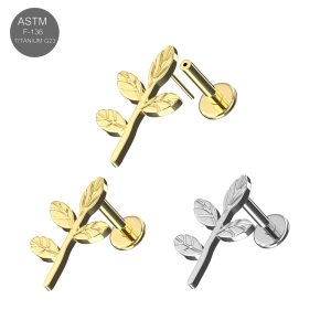 Implant Grade Titanium leaf design Threadless Pin Tragus Top with Labret
