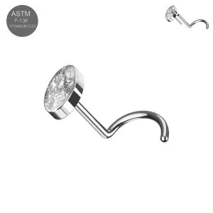 Wholesale G23 Titanium Nose stud Threadless body jewelry - Oval Shaped CZ Design - Plain color