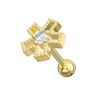 Wholesale Ear Stud - Square Cutout Flower - Gold color