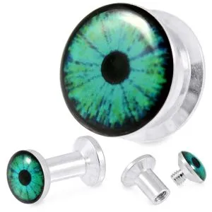 316L Surgical Steel Blue Eye Screw Fit Flesh Tunnel