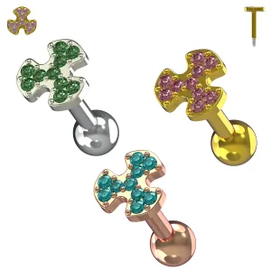 Jeweled Biohazard Sign 925 Sterling Silver Cartilage Tragus Piercing