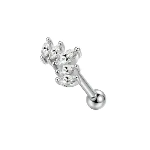 925 Sterling Silver 5 marquise CZ Jeweled Cartilage Tragus Piercing Ear Stud