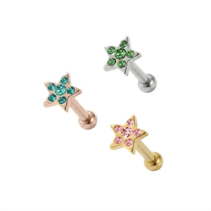 925 Sterling Silver Star CZ Cartilage Tragus Piercing Ear Stud Jewelry