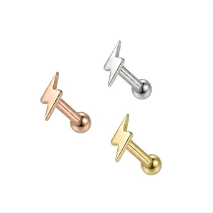 925 Sterling Silver Plain Lighting Cartilage Tragus Piercing Ear Stud