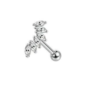 Marquise CZ Jeweled 925 Sterling Silver Cartilage Tragus Piercing Ear Stud