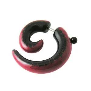 Hand Painted Red And Black Fake Spiral Ear Plug