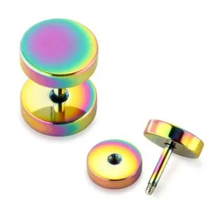 Rainbow Surgical Steel Fake Drum Ear Plug