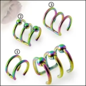 Rainbow Anodized Cartilage 'Clip-On' Lip Closure Ring