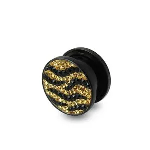 Zebra Design Crystal Stone Ear Flesh Tunnel