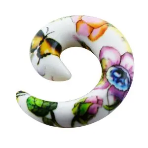 Colorful Flower UV Spiral Ear Stretcher