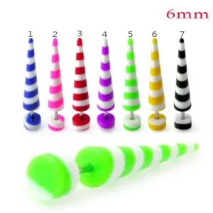 Colorful Stripes Straight Fake UV Ear Taper 