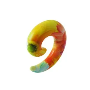 Colorful Fancy Flower Acrylic Spiral Ear Taper