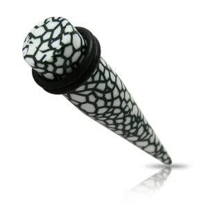 White & Black Color Marble Straight UV Ear Taper