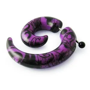 Purple And Black Color Spiral Fake Ear Taper Body Jewelry