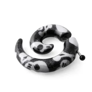 FAKE Spiral Taper Acrylic  Skull Ear Cheater Plug