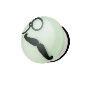 Glow In The Dark Mustache and Monocle Ear Plug