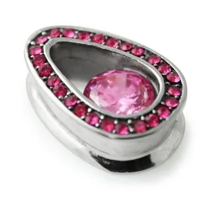 Pink Jeweled Tear Drop Ear Plug