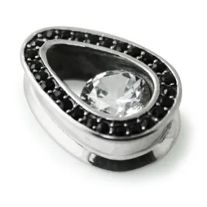 Black Jeweled Tear Drop Ear Plug