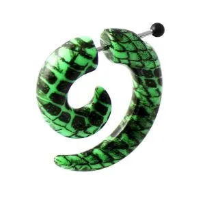 Black Patterns Spiral Fake UV Ear Taper