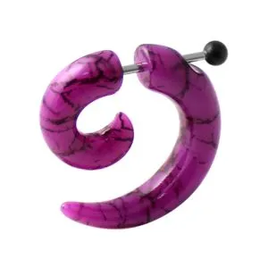 Black Marble pattern in Black Spiral Fake UV Ear Expander