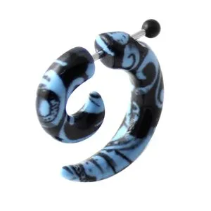 Black and Turquoise Pattern Invisible Fake Ear plug