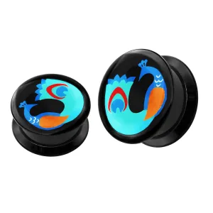 Floating Peacock UV Internal Screw Fit Ear Tunnel