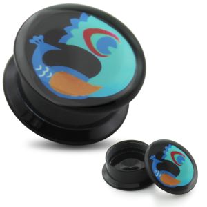 Floating Peacock UV Internal Screw Fit Ear Tunnel