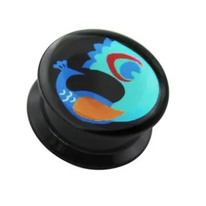 Floating Peacock UV Internal Screw Fit Ear Tunnel