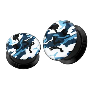 White Army Pattern UV Internal Screw Fit Ear Tunnel
