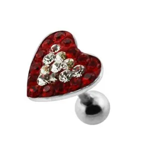 Heart Crystal Surgical Steel Fake Ear Plug