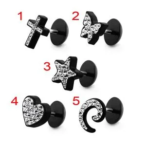 UV Black Crystal Stone Fake Ear Plug