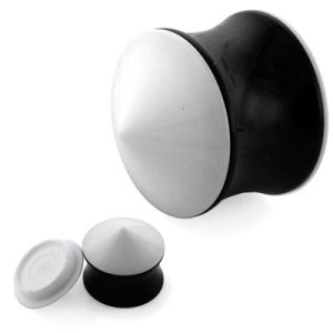 White UV Cone with Black Screw Flesh Tunnels