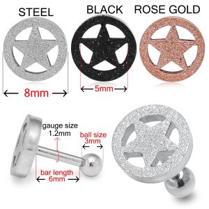 PVD Plated Glittering Star Tragus Piercings