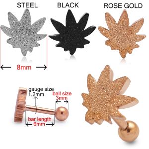 PVD Plated Glittering marijuana Tragus Piercing