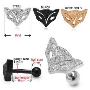 PVD Plated Glittering Fox Tragus Piercing
