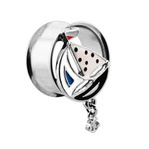 Sailing Boat with Dangling Anchor Double Flared Ear Plug