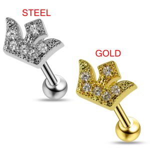 Micro Setting Jeweled Crown Tragus Piercing
