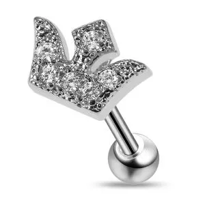 Micro Setting Jeweled Crown Tragus Piercing