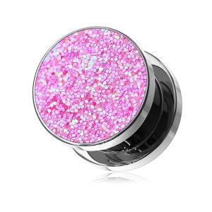 Glittering Pink Screw Fit Flesh Tunnel