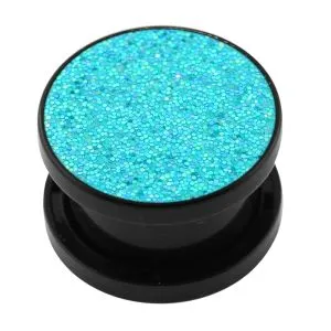 Acrylic Black Glittering Aqua Screw Fit Flesh Tunnel