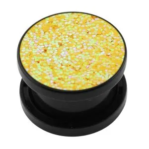 Acrylic Black Glittering Topaz Screw Fit Flesh Tunnel