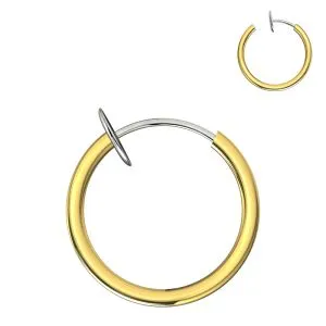 Spring Action Gold Fake Body Jewelry Nose Hoop