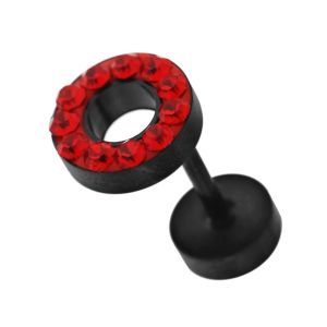 Multi Jeweled 8 mm Black PVD Flat Disc with Hole Invisible Ear Plug